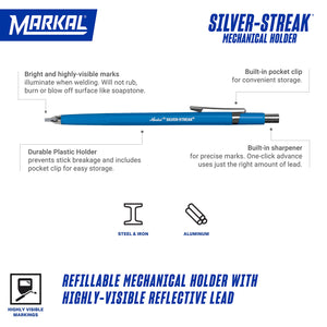 Weld-Riter® Refillable Welders Pencil with 1 Silver-Streak® Reflective Lead