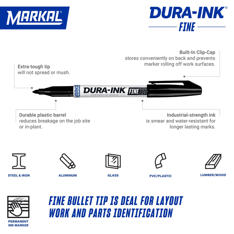 DURA-INK Metal Barrel Chisel Permanent Ink Marker –